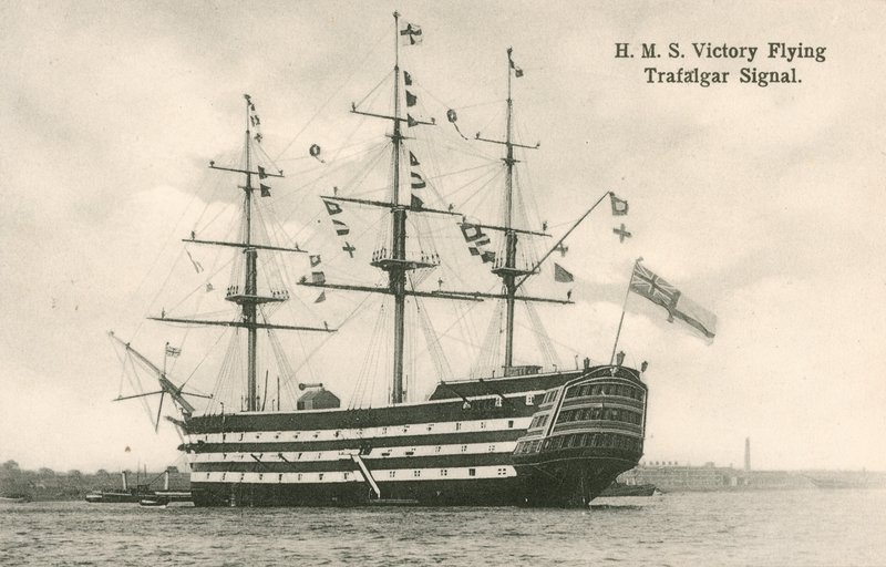 HMS Victory, sinal de Trafalgar voador de English Photographer