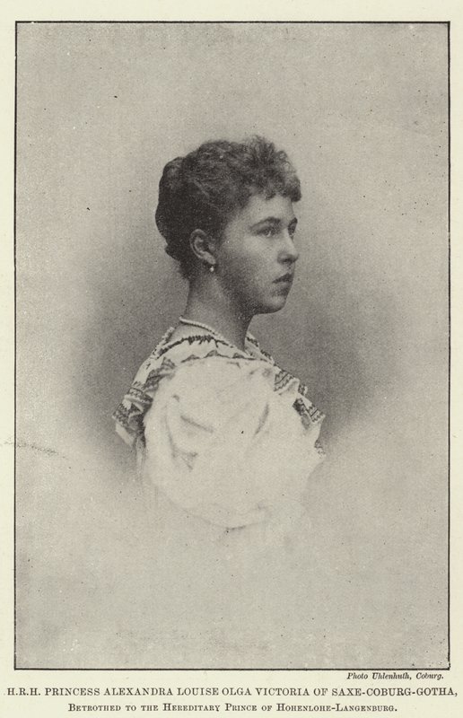 SAR a princesa Alexandra Louise Olga Victoria de Saxe-Coburg-Gotha, prometida ao príncipe hereditário de Hohenlohe-Langenburg de English Photographer