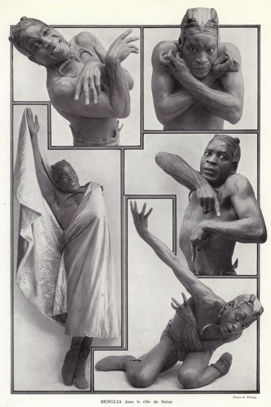 Habib Benglia, dançarino e ator francês nascido na Argélia no papel de Satanás em Un Soir de Folie at the Folies Bergere, Paris de English Photographer