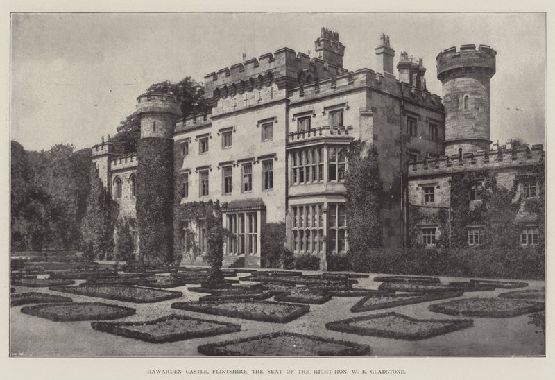 Hawarden Castle, Flintshire, o assento da direita honorável WE Gladstone de English Photographer