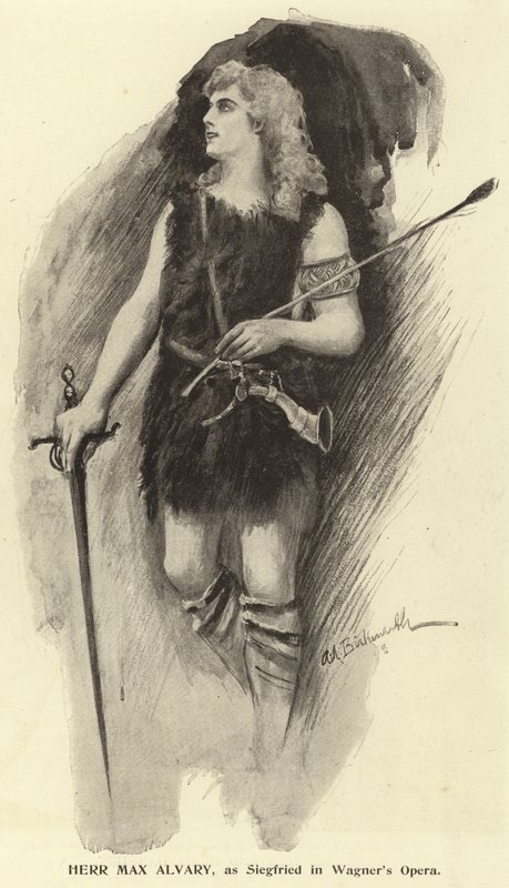 Sr. Max Alvary, como Siegfried na Ópera de Wagner de English Photographer