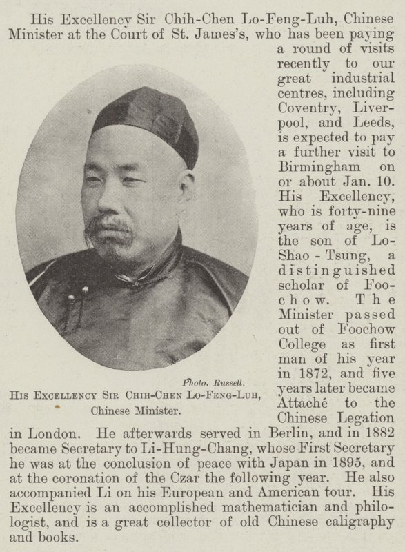Sua Excelência Senhor Chi-Chen Lo-Feng-Luh, Ministro Chinês de English Photographer