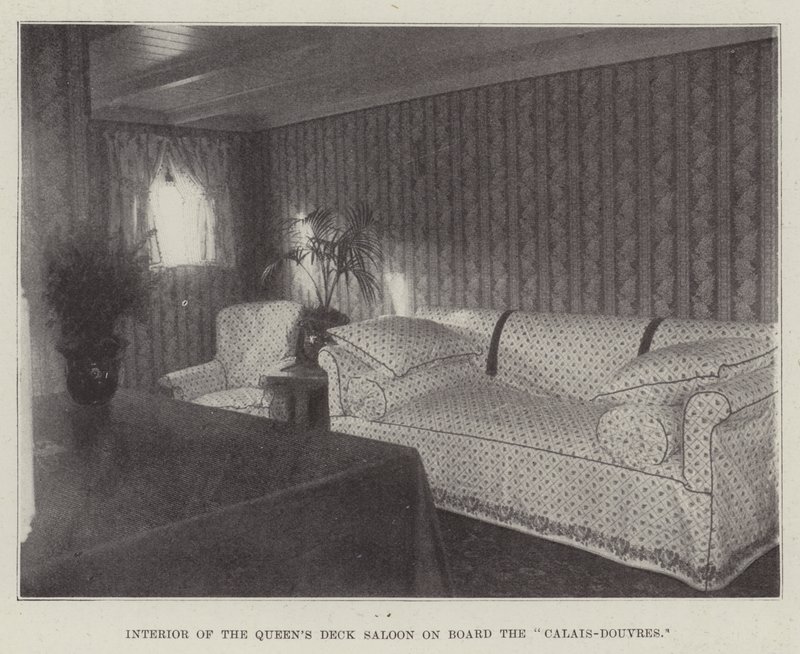 Interior do Queens Deck Saloon a bordo do Calais-Douvres de English Photographer
