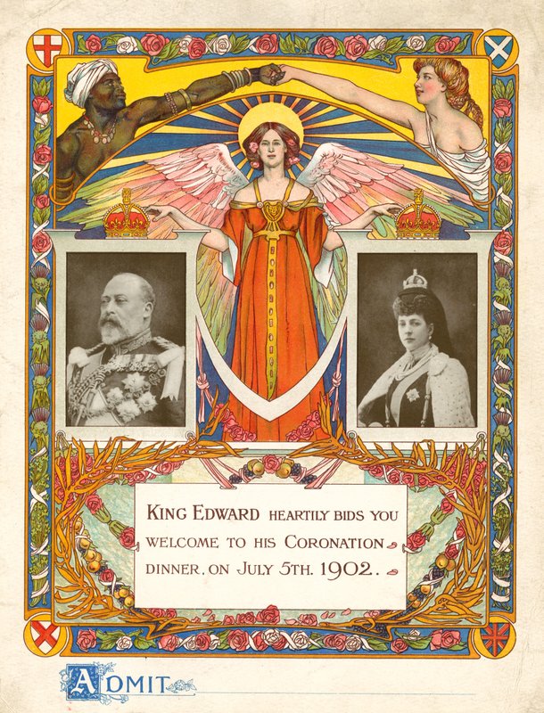 Convite para o jantar de coroação do rei Edward VII em 5 de julho de 1902 de English Photographer