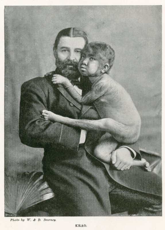 Krao, The Missing Link, exibido no aquário, Westminster, Londres, em 1887 de English Photographer