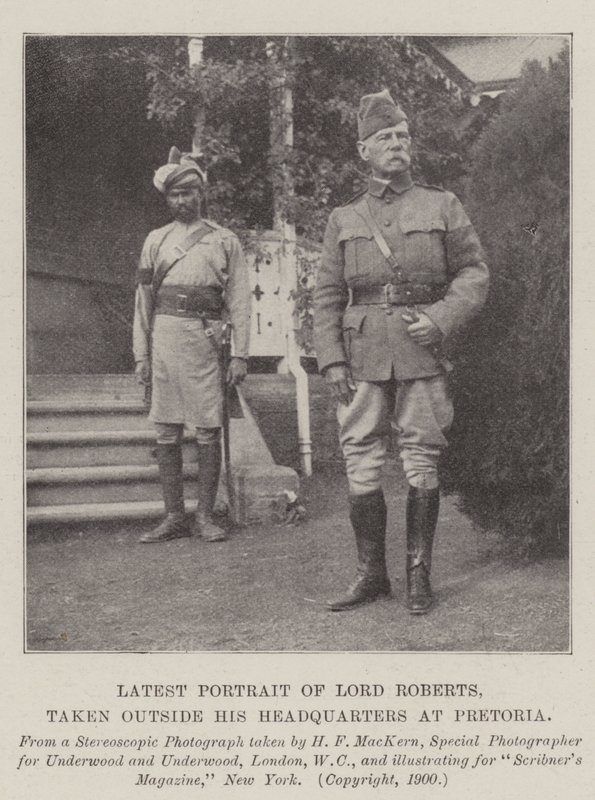 Retrato mais recente de Lord Roberts, levado para fora de sua sede em Pretória de English Photographer