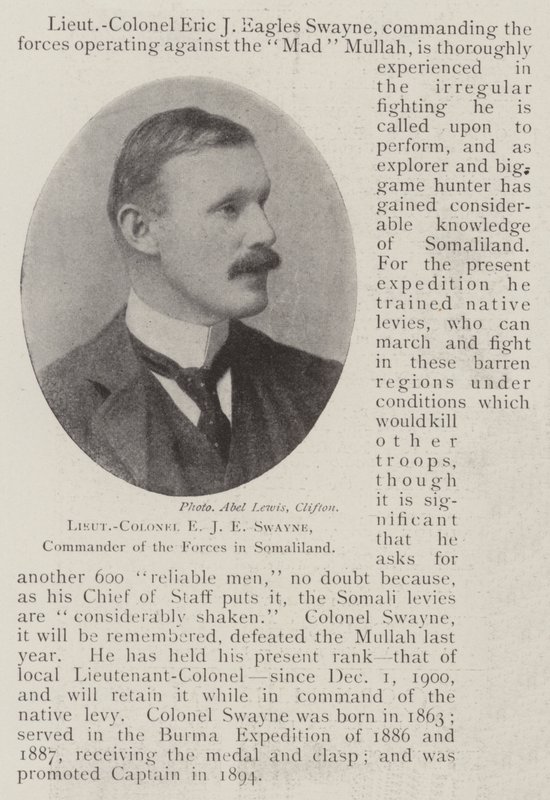 Tenente-Coronel EJE Swayne, Comandante das Forças na Somalilândia de English Photographer