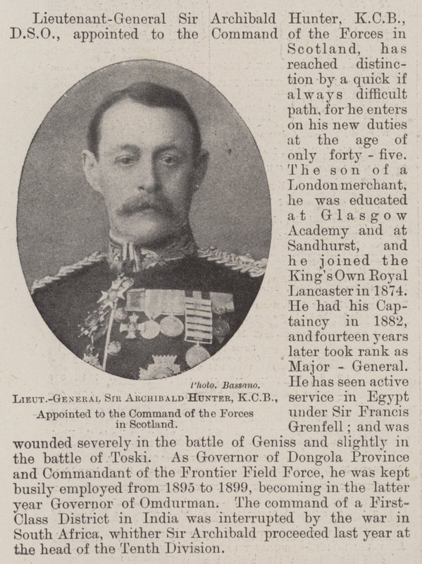 Tenente-general Sir Archibald Hunter, KCB, nomeado para o Comando das Forças na Escócia de English Photographer