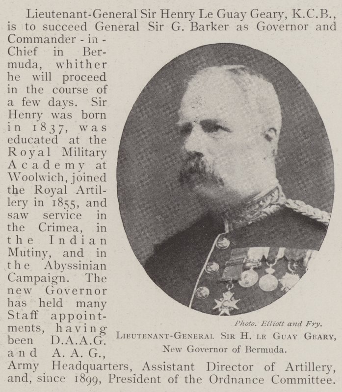 Tenente-General Sir H Le Guay Geary, Novo Governador das Bermudas de English Photographer
