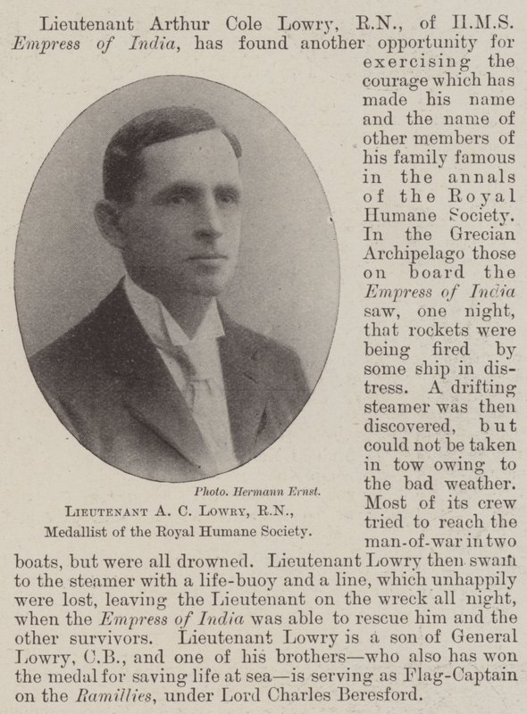Tenente AC Lowry, RN, medalhista da Royal Humane Society de English Photographer