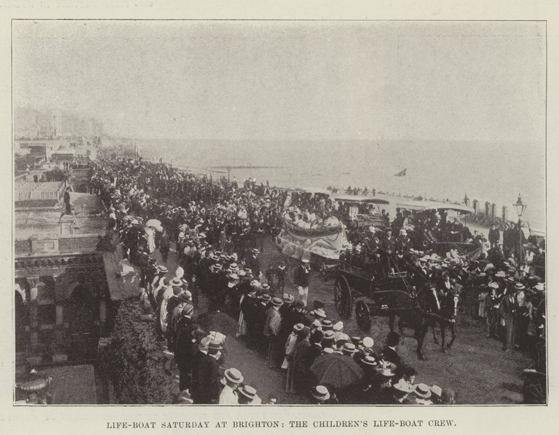 Life-Boat Saturday at Brighton, a tripulação do Life-Boat para crianças de English Photographer