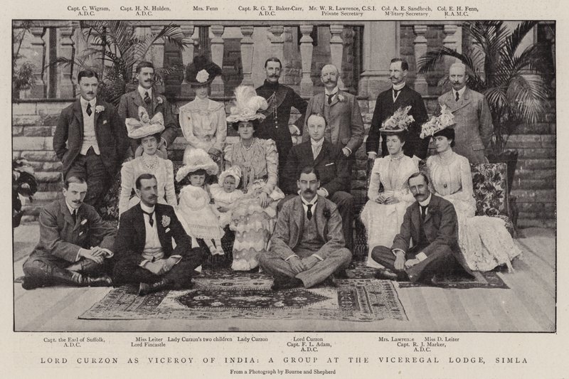 Lord Curzon como vice-rei da Índia, um grupo na Loja dos vice-reis, Simla de English Photographer