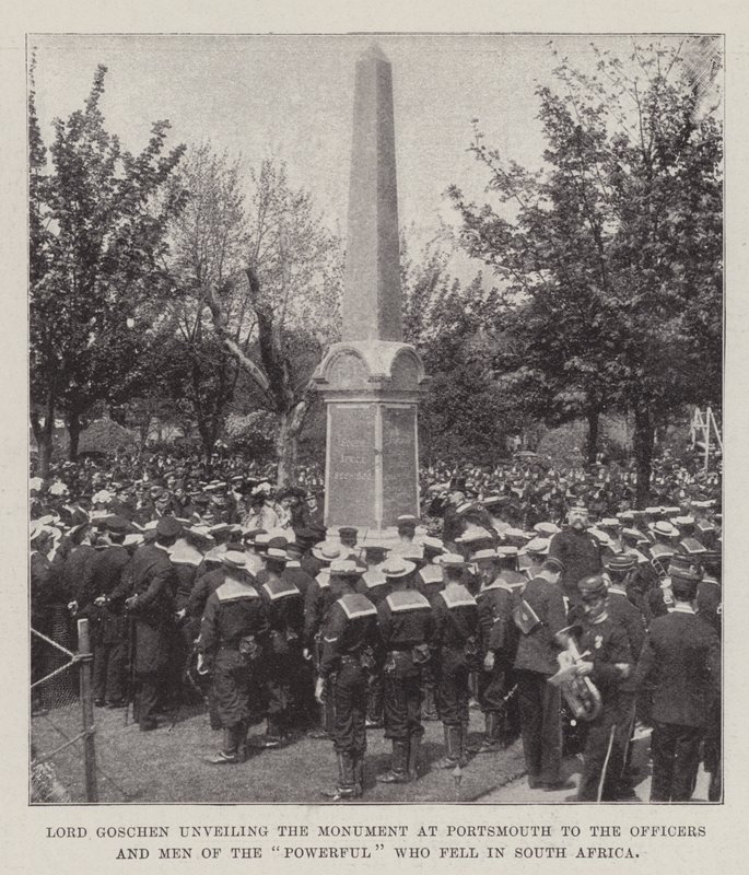 Lorde Goschen desvelando o Monumento em Portsmouth aos Oficiais e Homens do Poderoso que caíram na África do Sul de English Photographer