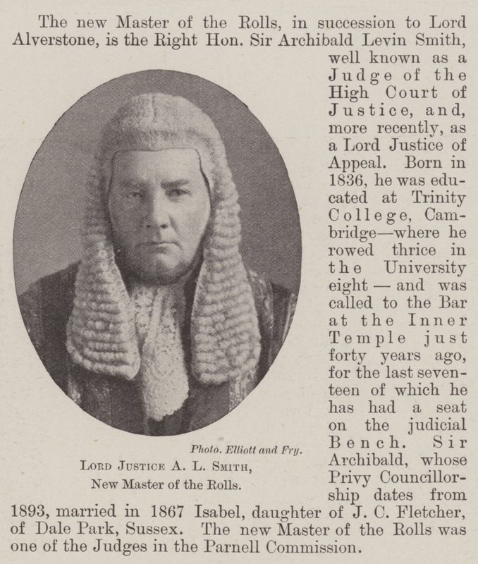 Lord Justice AL Smith, novo mestre dos Rolls de English Photographer
