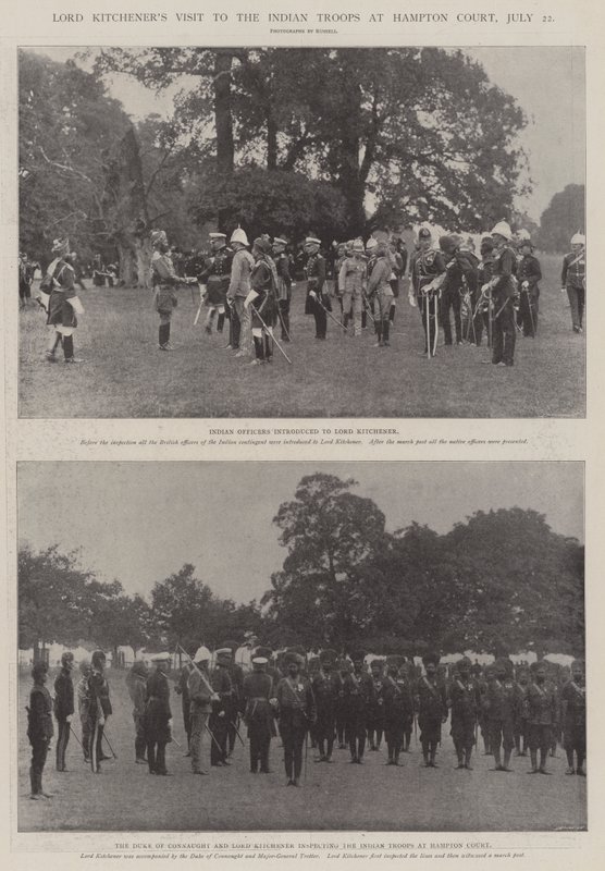 Lord Kitcheners Visita às tropas indianas em Hampton Court, 22 de julho de English Photographer