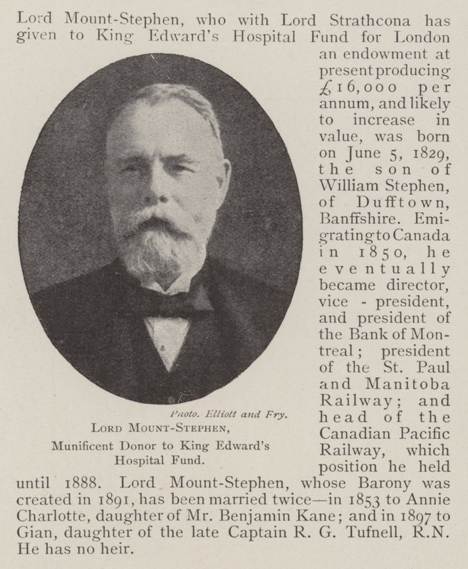 Lord Mount-Stephen, Munificent Door ao King Edward Hospital Fund de English Photographer