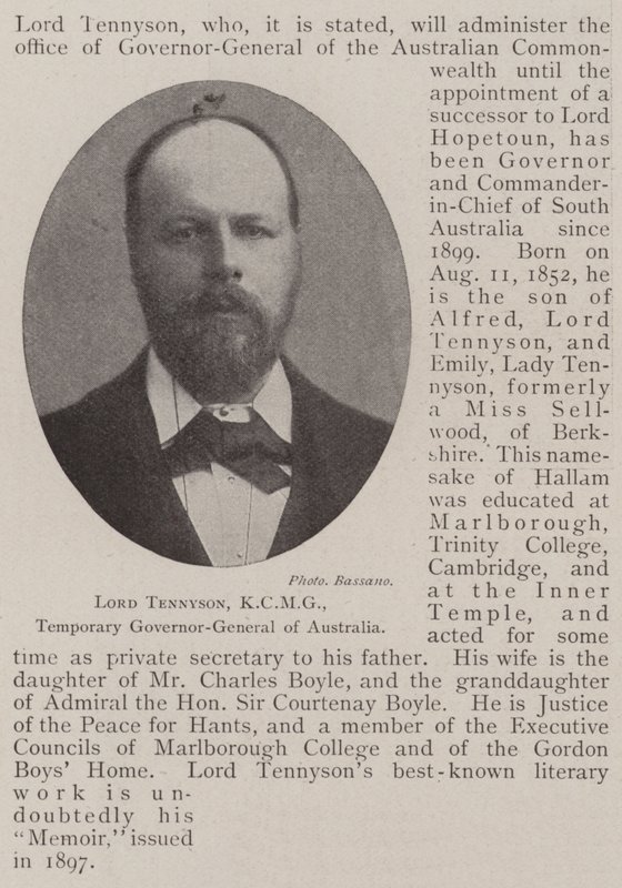 Lord Tennyson, KCMG, Governador Geral da Austrália de English Photographer