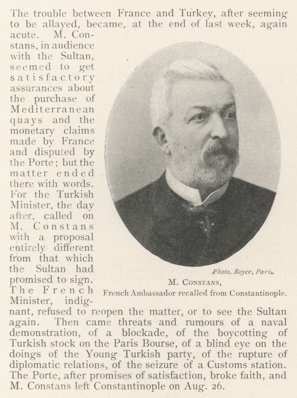 M Constans, embaixador francês, recordou de Constantinopla de English Photographer