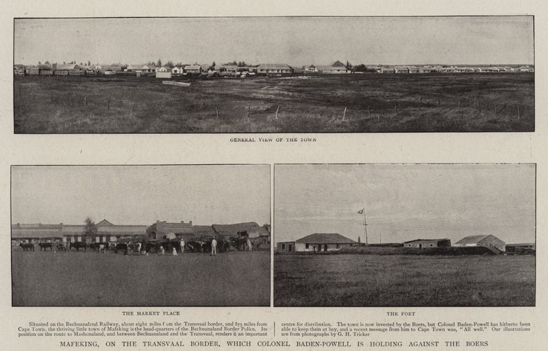 Mafeking, na fronteira Transvaal, que o coronel Baden-Powell está segurando contra os Boers de English Photographer