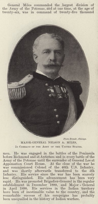 Major-General Nelson A Miles, no Comando do Exército dos Estados Unidos de English Photographer