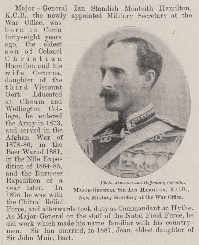 Major-General Sir Ian Hamilton, KCB, Novo Secretário Militar do Ministério da Guerra de English Photographer