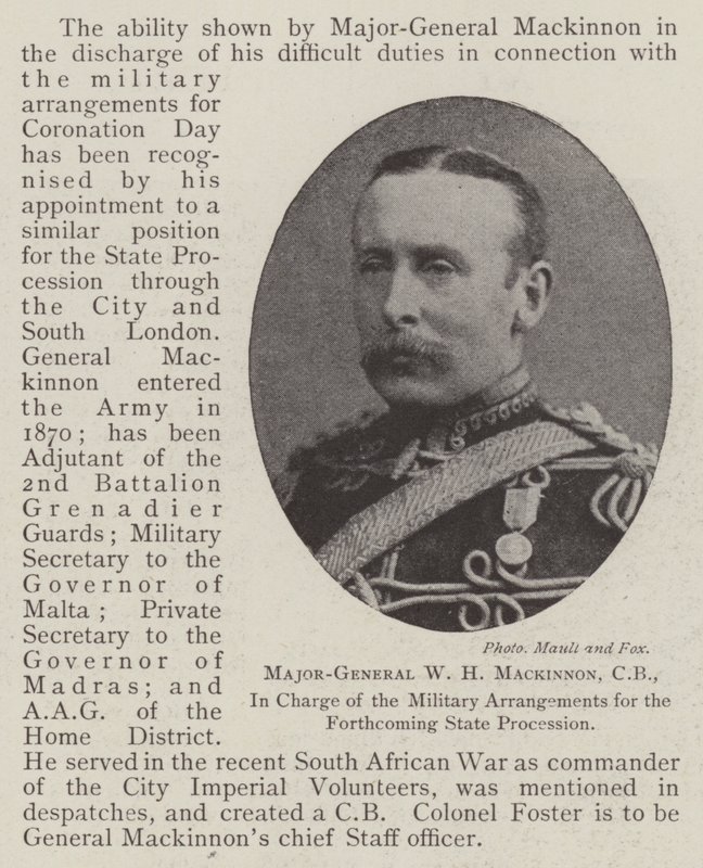 Major-General WH Mackinnon, CB, encarregado dos acordos militares para a próxima procissão do Estado de English Photographer