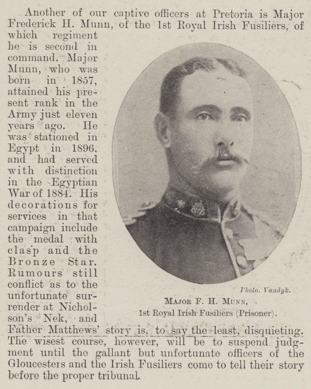 Major FH Munn, 1º Royal Irish Fusiliers (Prisioneiro) de English Photographer