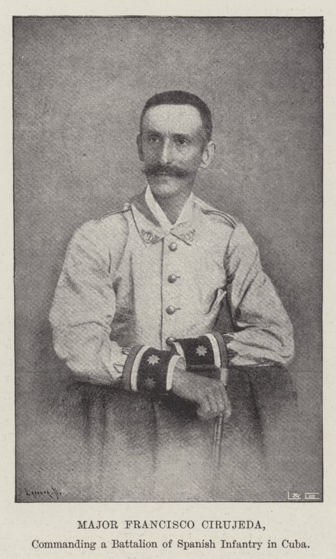 Major Francisco Cirujeda, comandante de um batalhão de infantaria espanhola em Cuba de English Photographer