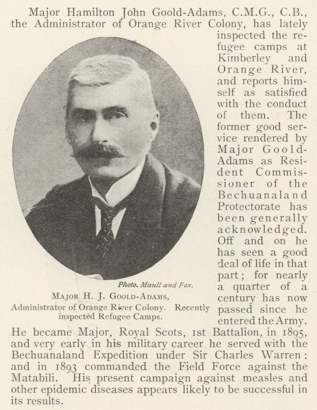 O Major HJ Goold-Adams, Administrador da Orange River Colony, recentemente inspecionou os Campos de Refugiados de English Photographer