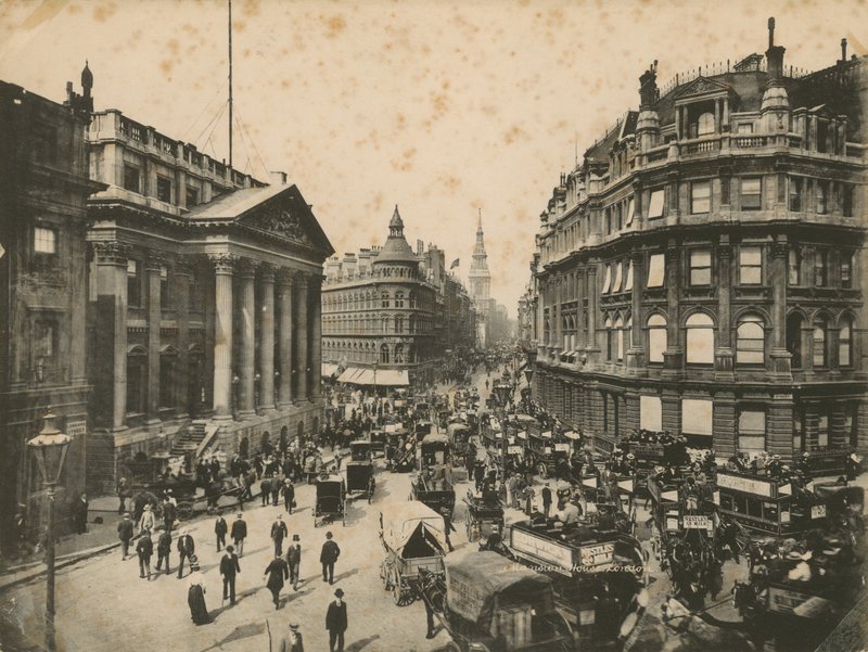 Mansion House, Queen Victoria Street e Cheapside, Londres de English Photographer