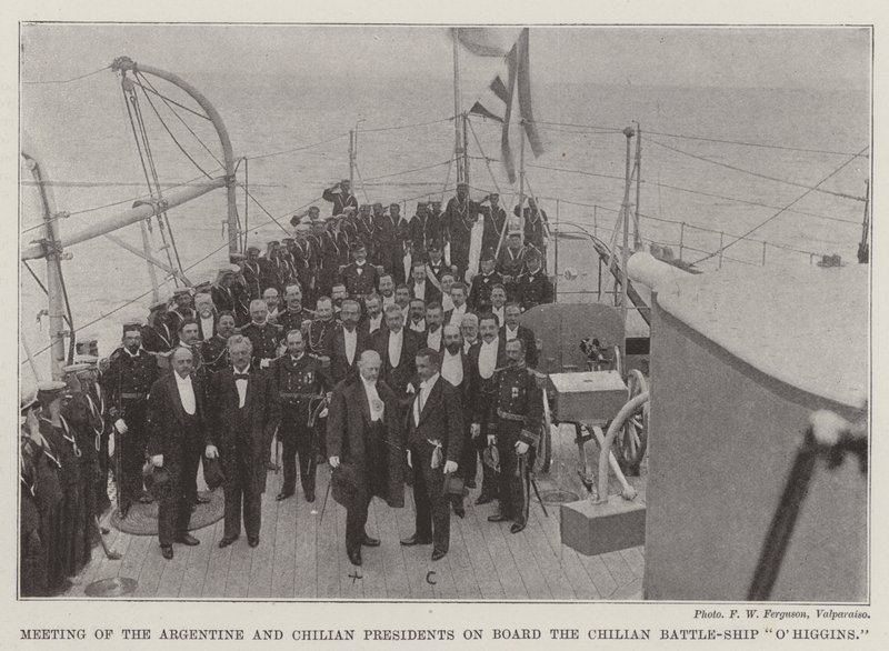 Encontro dos Presidentes Argentino e Chileno a bordo do navio de guerra chileno OHiggins de English Photographer