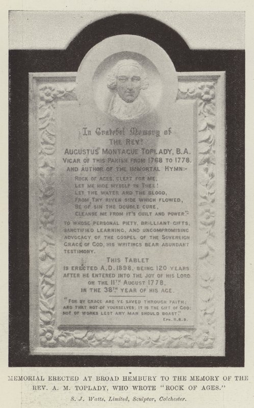 Memorial erguido em Broad Hembury para a Memória do Reverendo AM Toplady, que escreveu Rock of Ages de English Photographer