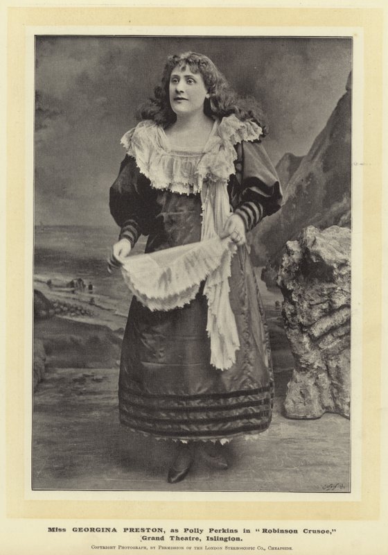 Miss Georgina Preston, como Polly Perkins em Robinson Crusoe, Grand Theatre, Islington de English Photographer