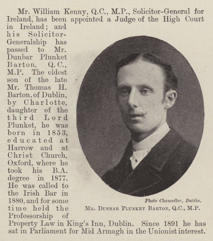 Sr. Dunbar Plunket Barton, QC, MP de English Photographer
