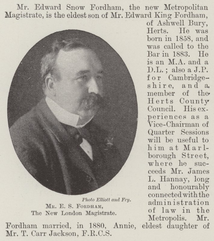 Sr. ES Fordham, o New London Magistrate de English Photographer