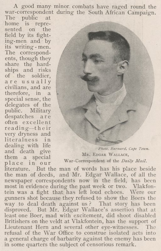 Sr. Edgar Wallace, Correspondente de Guerra do Daily Mail de English Photographer