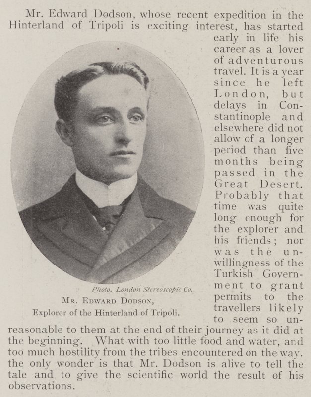 Sr. Edward Dodson, explorador do Sertão de Trípoli de English Photographer