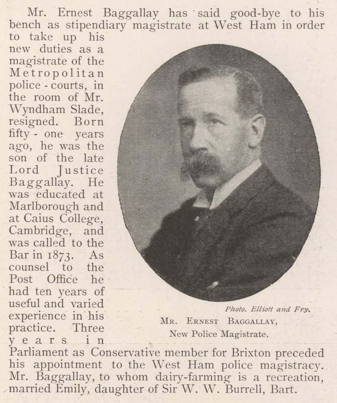 Sr. Ernest Baggallay, novo magistrado da polícia de English Photographer