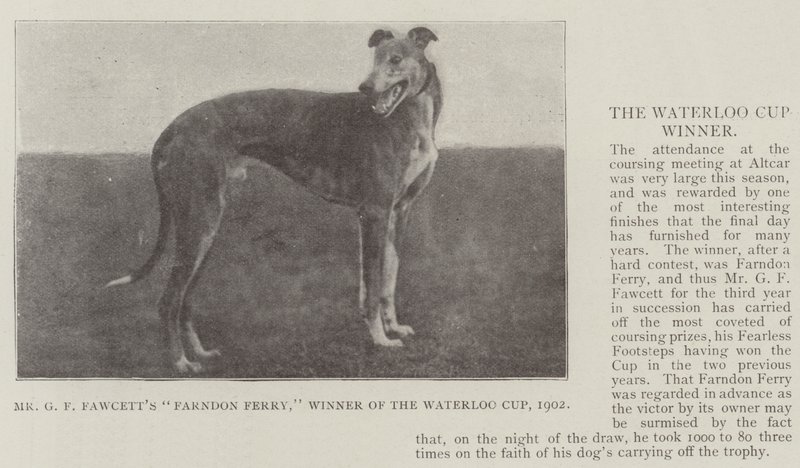 Sr. GF Fawcetts Farndon Ferry, vencedor da Taça de Waterloo, 1902 de English Photographer