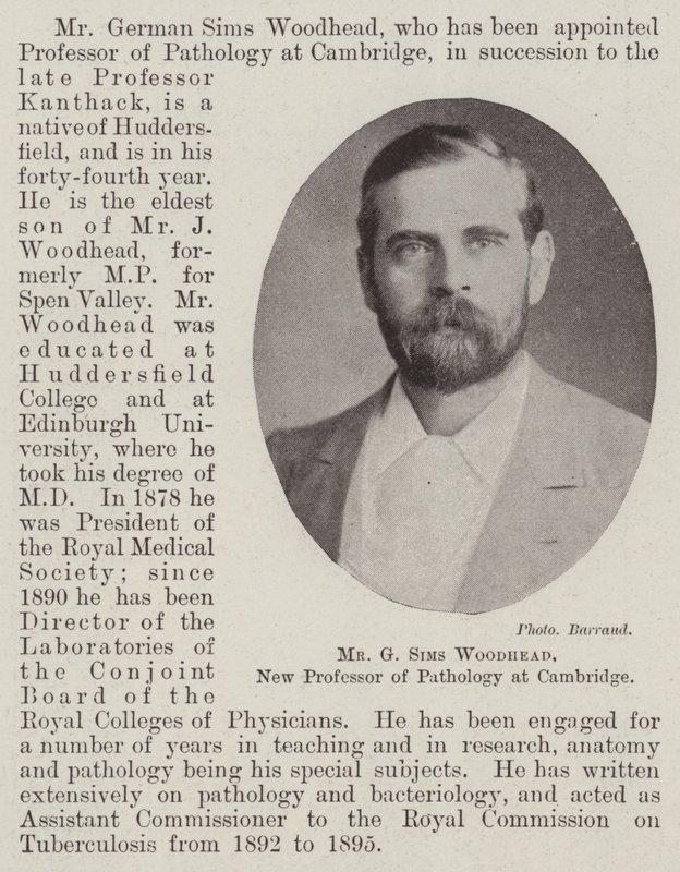 Sr. G Sims Woodhead, novo professor de patologia em Cambridge de English Photographer