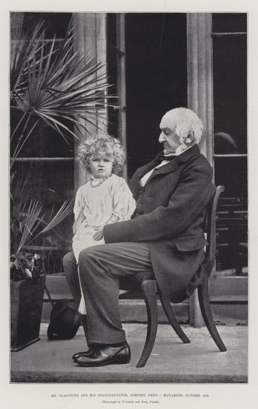 Sr. Gladstone e sua neta, Dorothy Drew, Hawarden, outubro de 1893 de English Photographer