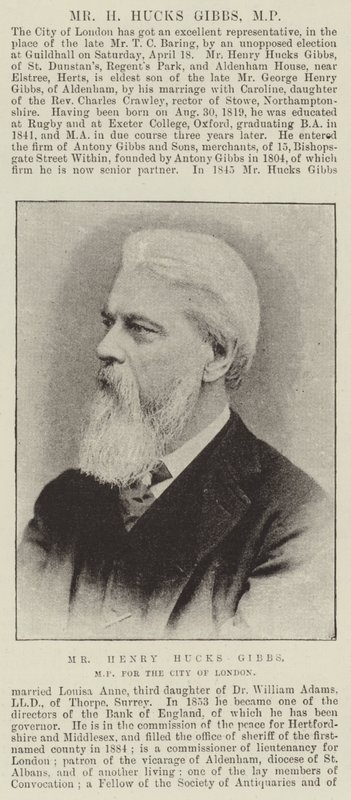 Sr. Henry Hucks Gibbs, deputado pela cidade de Londres de English Photographer