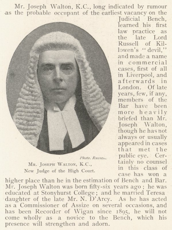 Sr. Joseph Walton, KC, novo juiz do Supremo Tribunal de English Photographer