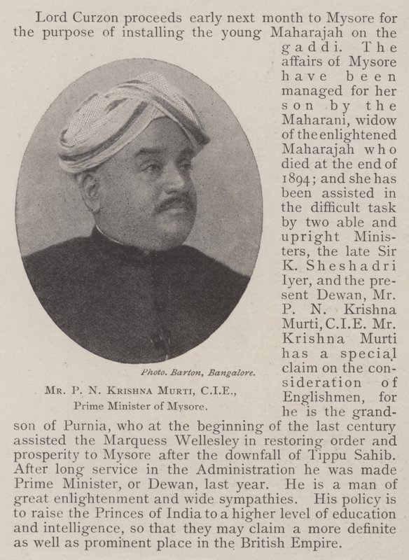Sr. PN Krishna Murti, CIE, primeiro-ministro de Mysore de English Photographer