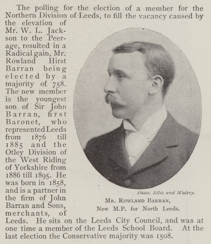Sr. Rowland Barran, novo parlamentar do North Leeds de English Photographer