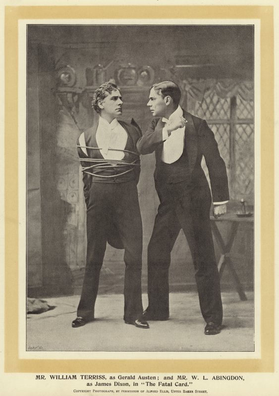 Sr. William Terriss, como Gerald Austen; e o Sr. WL Abingdon, como James Dixon, em The Fatal Card de English Photographer