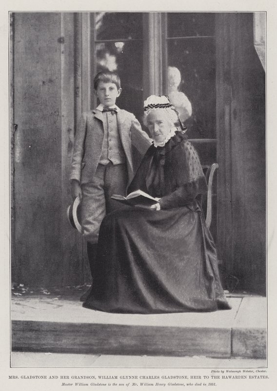 Sra. Gladstone e seu neto, William Glynne Charles Gladstone, herdeiro do Hawarden Estates de English Photographer