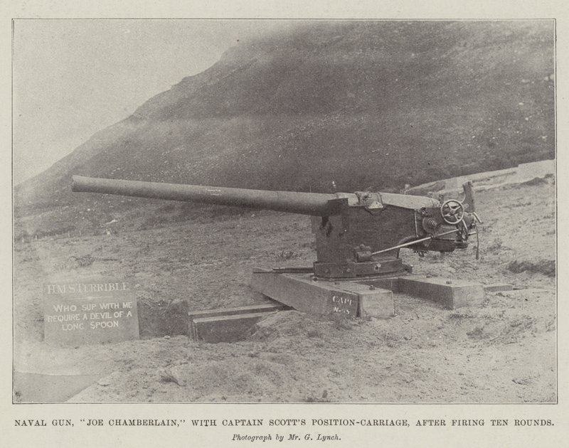 Naval Gun, Joe Chamberlain, com Captain Scotts Position-Carriage, depois de disparar Dez Rounds de English Photographer