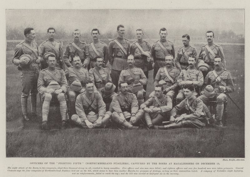 Oficiais do Combate Quinto (Northumberland Fusiliers), capturado pelos bôeres em Magaliesberg em 13 de dezembro de English Photographer