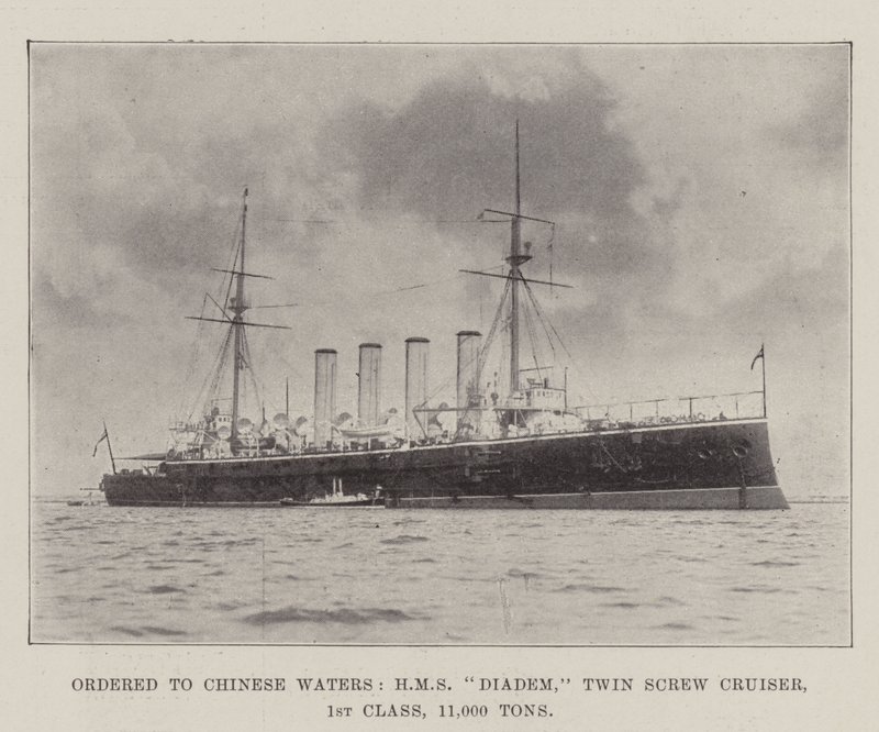 Encomendado para Águas Chinesas, HMS Diadem, Twin Screw Cruiser, 1ª Classe, 11.000 Tons de English Photographer